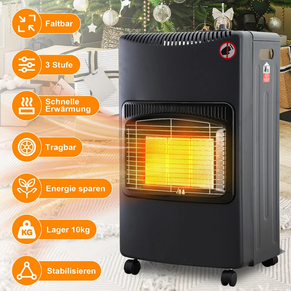 Gasheizung Heizgerät 4200W Gasheizer Heizstrahler Mit Rädern Infrarot Gasofen - Bild 2 von 4