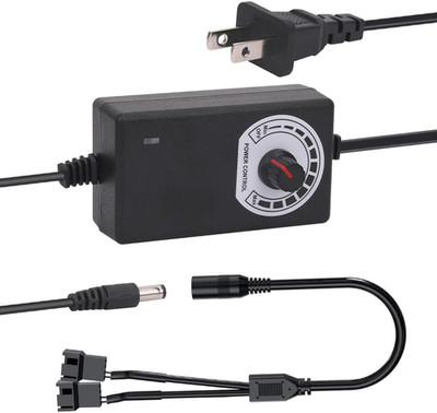 Multi-Functional 12V PC Fan Speed Controller,Fan Power Supply,100-240V AC to 3-1