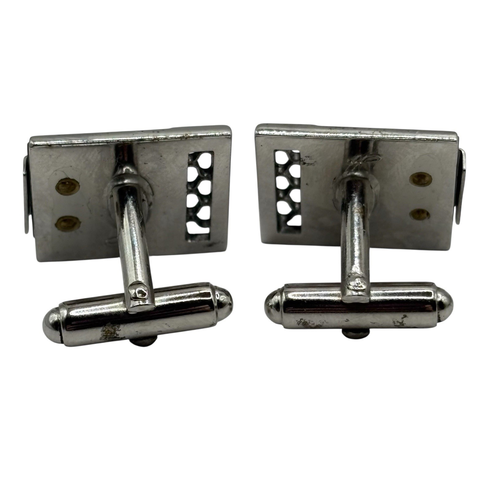 Anson Abalone Shell Cufflinks Open Work Metal Acc… - image 7