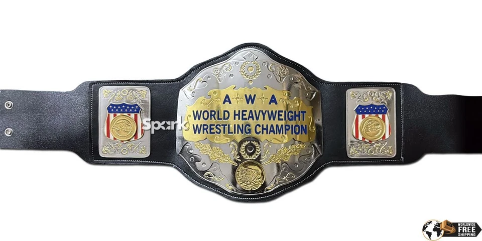 Novo cinto de zinco AWA World Heavyweight Wrestling Championship título 4mm tamanho adulto - Imagem 4 de 4