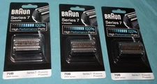 LOT OF 3 = Braun 70B Cassette for Series 7 Shaver Sealed Head Foil Replacement