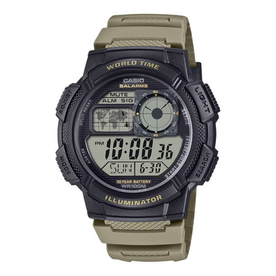 Casio Men's Wave Ceptor World Time Beige Quartz Watch 48.2MM AE-1000W-5AVCF