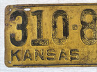 1929 Vintage Antique Kansas License Plate Yellow/Black "310-846 KANSAS 1929" — photo 2