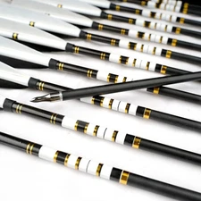 31.5'' Carbon Arrows with Black & White/White  Feathers for Recurve Bow