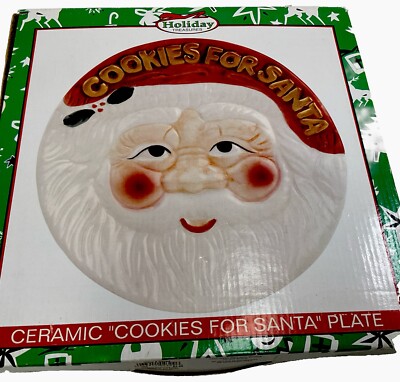 World Bazaars Holiday Treasures ''Cookies For Santa'' Christmas Ceramic Plate 12'' 