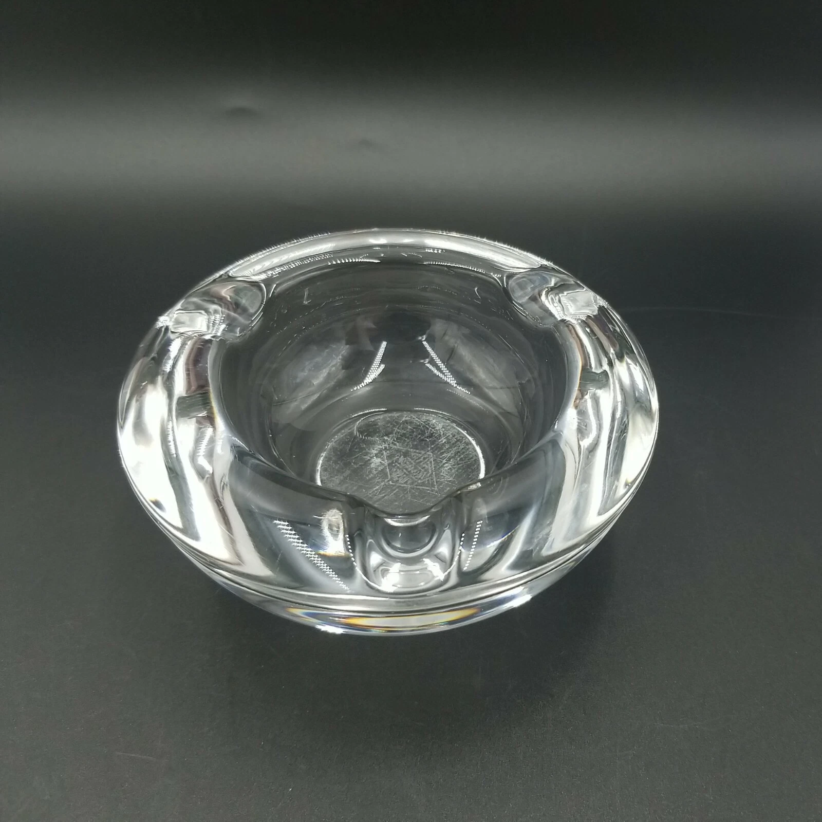 vintage Art Vannes Crystal Round Ash Tray  Heavy Made in France