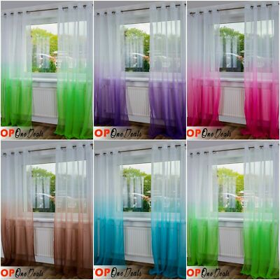 Voile Gardinen mit Ösenring oben Überschrift - Netz Voile Gardine - Ombre Panel