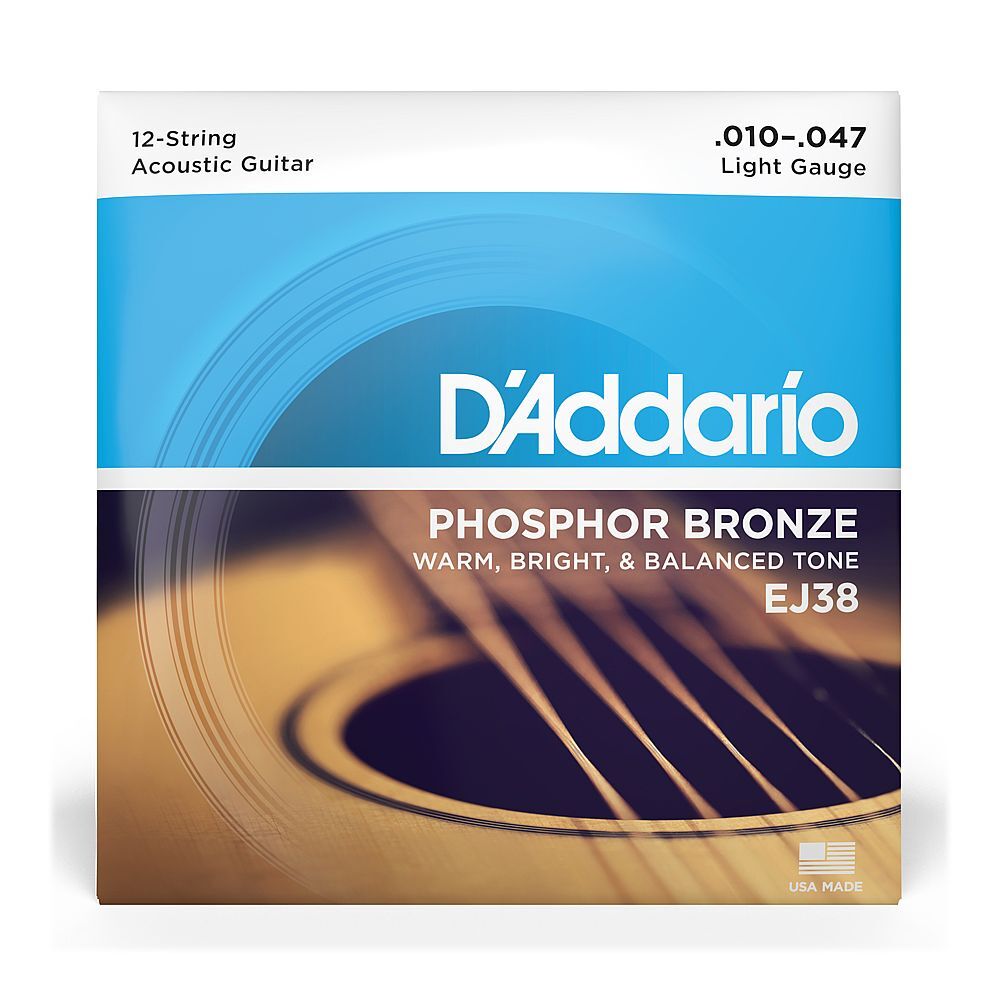D'Addario 12 String Phosphor Bronze Acoustic Guitar Strings (.010 - .047)