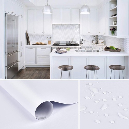 15.7" x 118" Matte White Wallpaper White Contact Paper White Peel and Stick W... - Picture 6 of 10