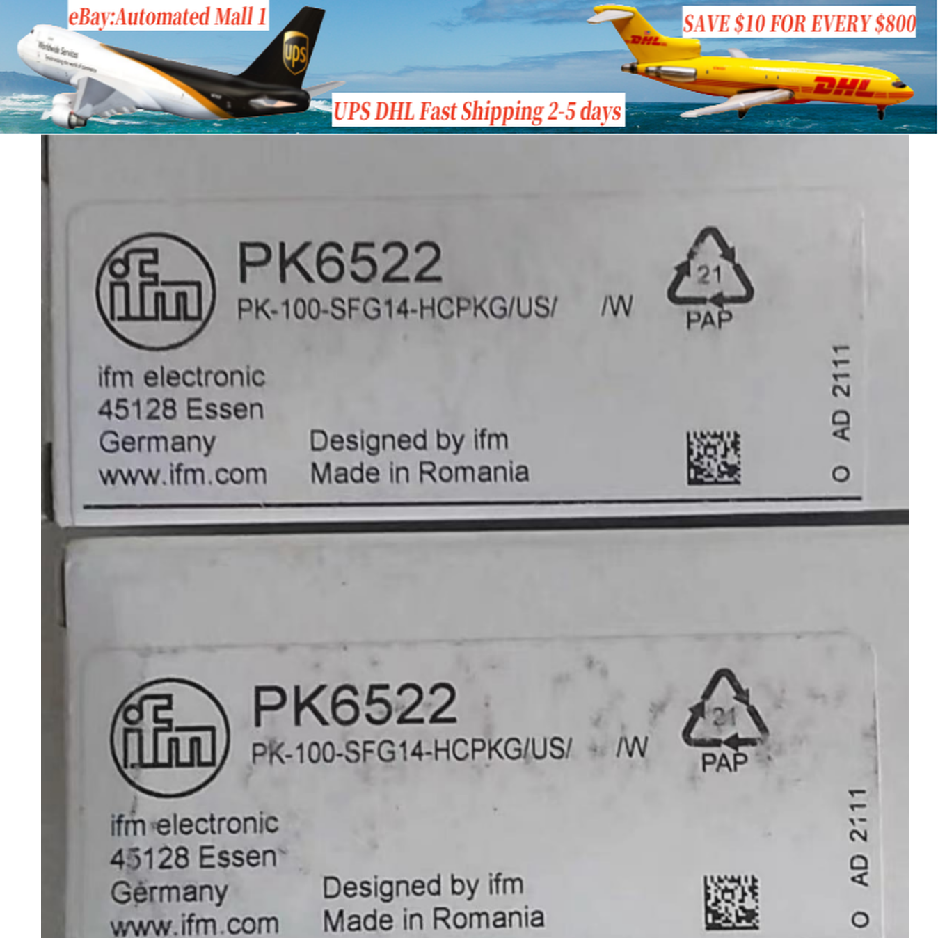 IFM PK6522 New Inventory Pressure Sensor with Intuitive Switch Point ...