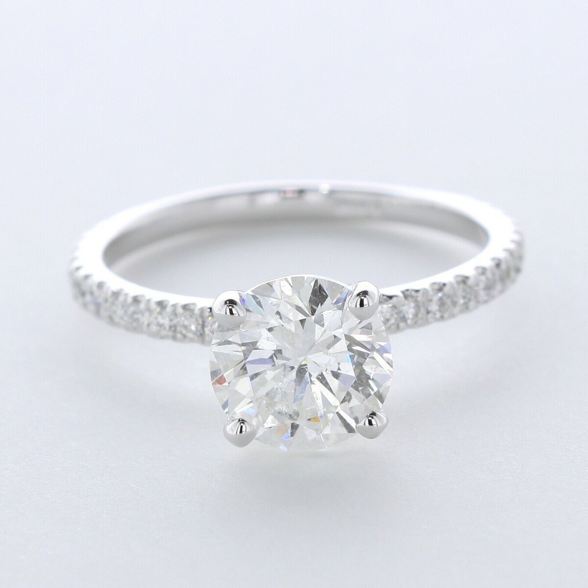 NATURAL DIAMOND G/SI2 ROUND CUT 14K WHITE GOLD 4-PRONG CLASSIC ACCENT  RING