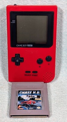 Nintendo Game Boy Pocket Red Handheld System w/ Chase HQ - Tested & Working!