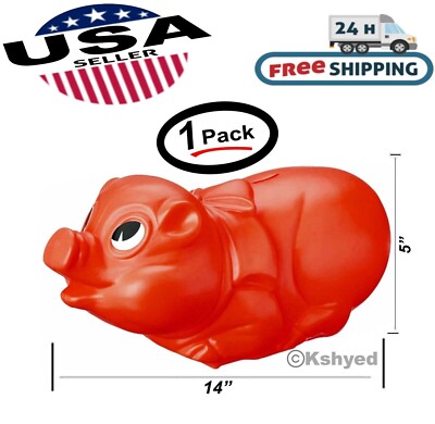 14'' Large Piggy Bank Plastic Saving Money The Fun Way Tuff Pig - Free Shipping