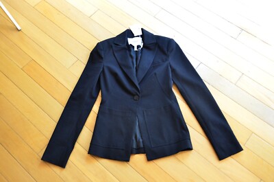 DEREK LAM 10 CROSBY Single Breasted Blazer Black Size 0 Black