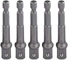 5 Pieces Impact Adapter Square Socket Adapter, 1/4" Hex Shank to 3/8" Square Soc