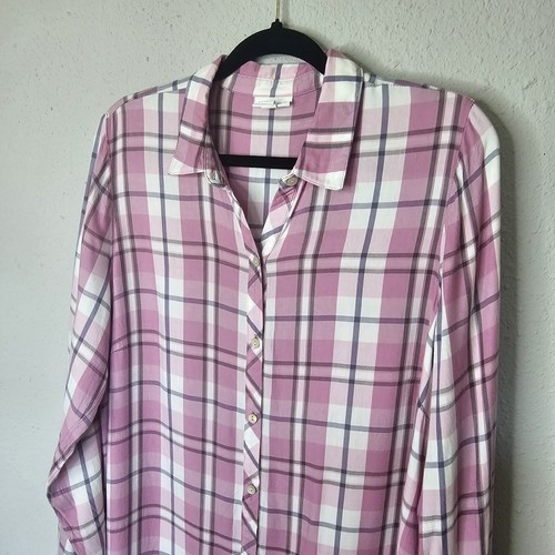 J Jill Women's Shirt Size Large Plaid Long Sleeve Button Down Western Purple - Picture 2 of 11