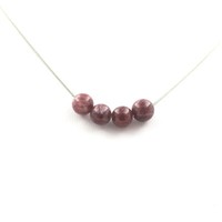 Steine Und Mineralien. Halskette Mit 4 Perlen LéPidolith 8 Mm Edelstahlkette