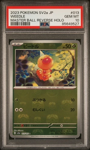 Pokemon PSA 10 Weedle Masterball Reverse Holo 013/165 Japanese SV2a 151
