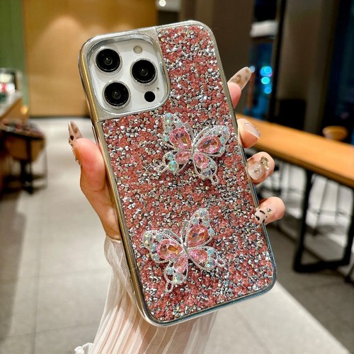 Glitter Bling Diamond Butterfly Phone Case For iPhone 16 15 14 13 12 11 Pro Max - 第 4/23 張圖片