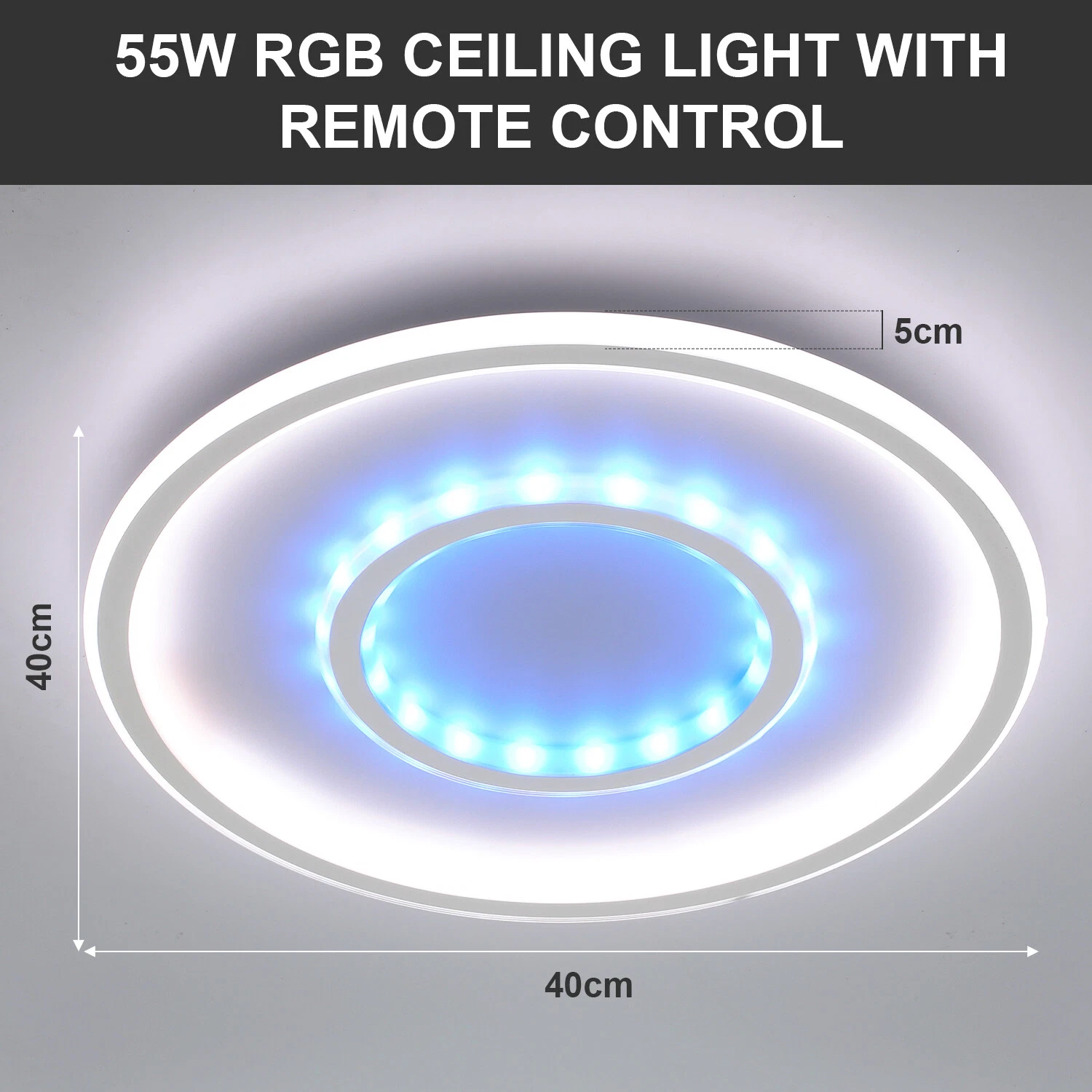 Buy Round LED Ceiling Light – Modern Chandelier with White Frame & RGB Mode