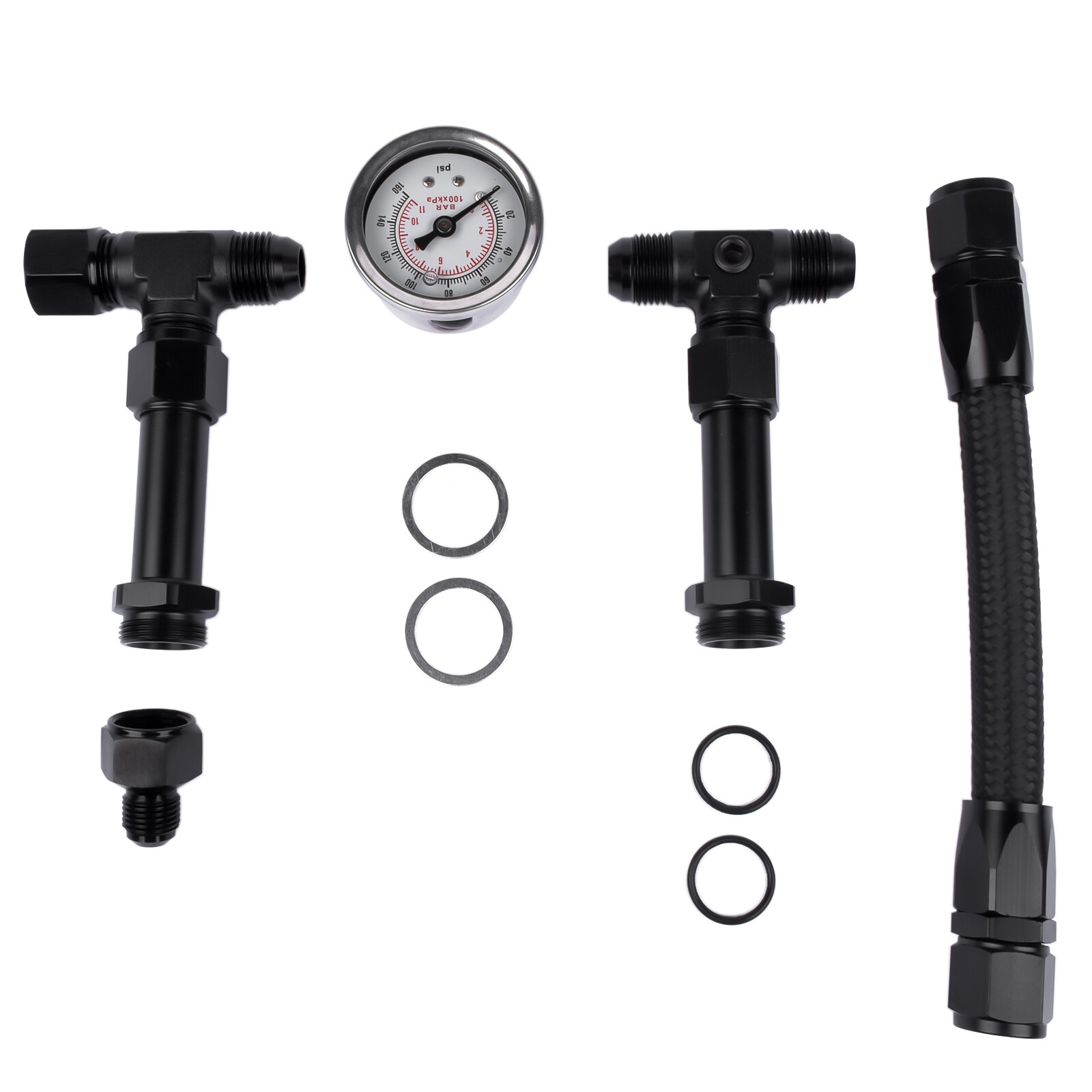 New Fuel Line Pressure Gauge AN8 Braided Dual Feed Carb For Holley 4150