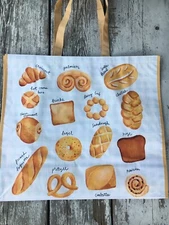 BREAD 🥖 White Tan Shopping Bag Reusable Tote Gift BAG New 🥯