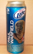 Paul Warfield 24oz Miller Lite can Miller Brewing Co Football Hall of Fame EMPTY