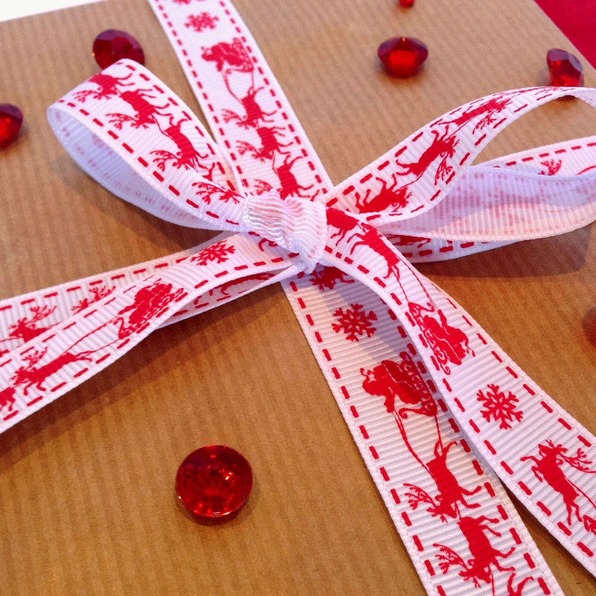 RED WHITE CHRISTMAS RIBBON Santa Gift Wrapping Christmas