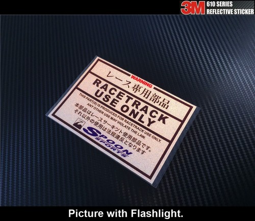 Reflective SPOON Sports RACE TRACK USE ONLY WARNING Mugen JDM Sticker #S06 - Picture 2 of 2