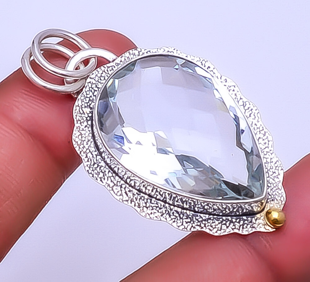 White Topaz Gemstone 925 Sterling Silver Pendant 1.95