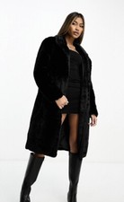 Threadbare Grizzle Oversized Faux Fur Coat In Black