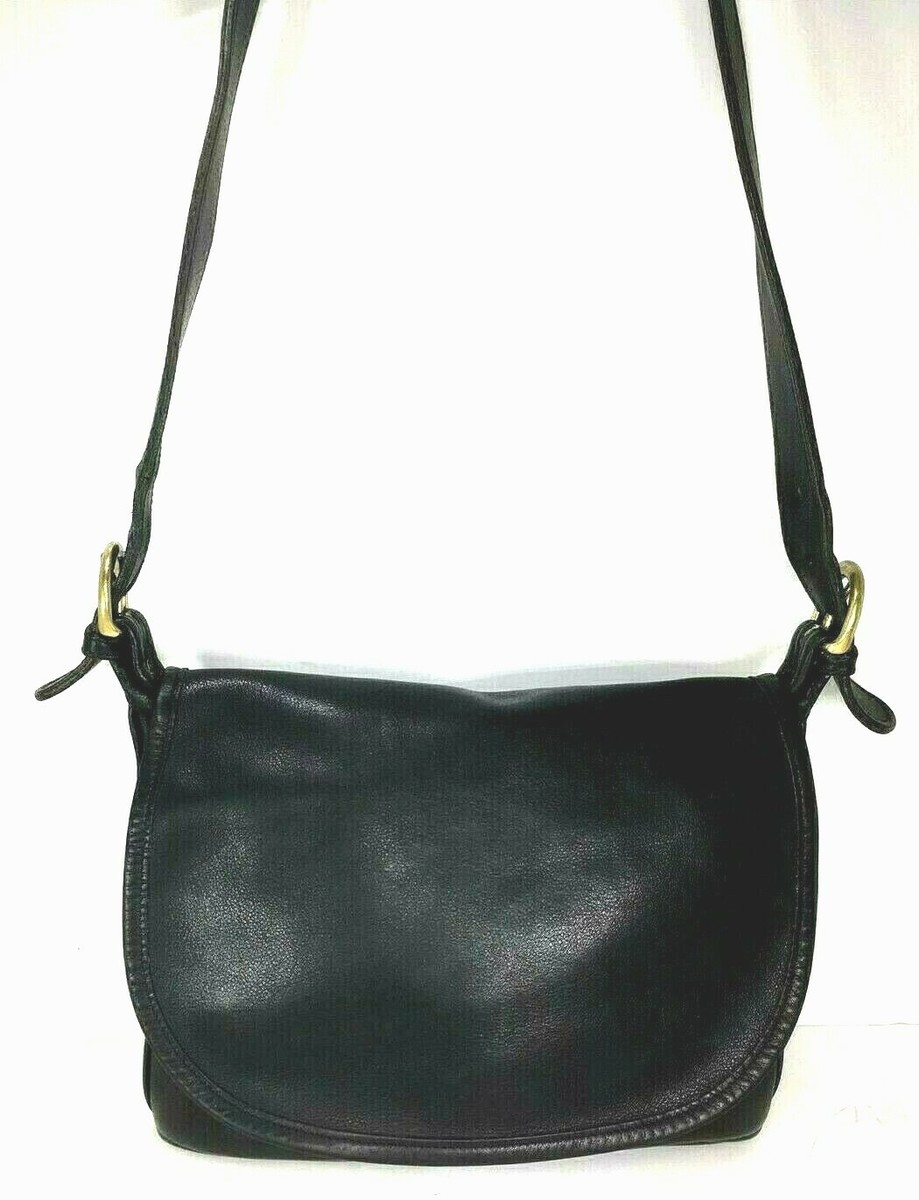Coach Fletcher 4150 Vintage Black Soft Leather Flap Shoulder Bag