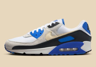 Nike Air Max 90 PRM White Racer Blue Khaki Nby HF3449-100 sz 8