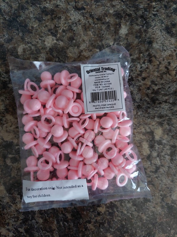 Baby Shower Christening Pink Pacifier Favor Charms 48ct