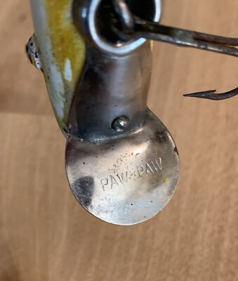 Appât De Pêche Vintage Paw Paw Années 40 – Leurre Bois Brochet 4 Pouces, 2 Hameçons, Fabrication US