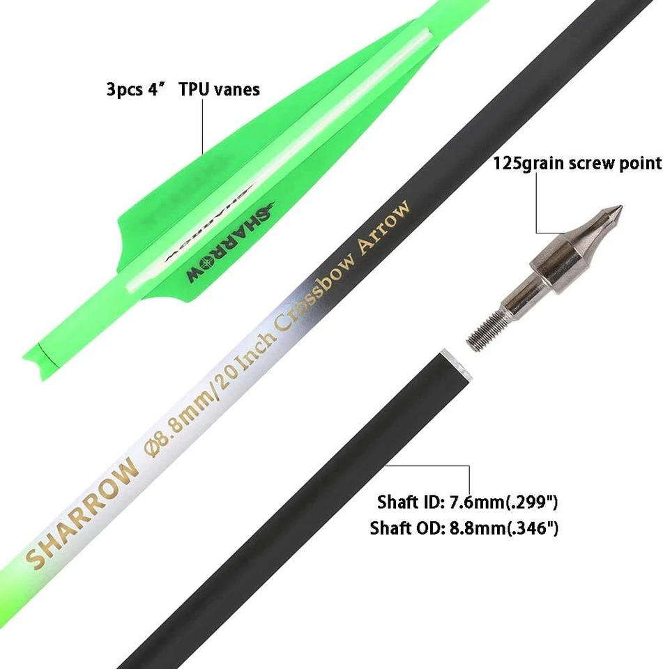 16" 17" 18" 20" 22" Crossbow Bolts Carbon Arrows Vanes Bow Archery Hunting Shoot - Image 4 of 4