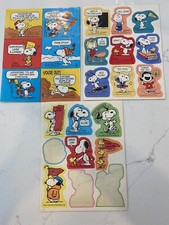 Vtg Hallmark Snoopy Peanuts 3 sticker sheets Charlie Brown Lucy School Stickers