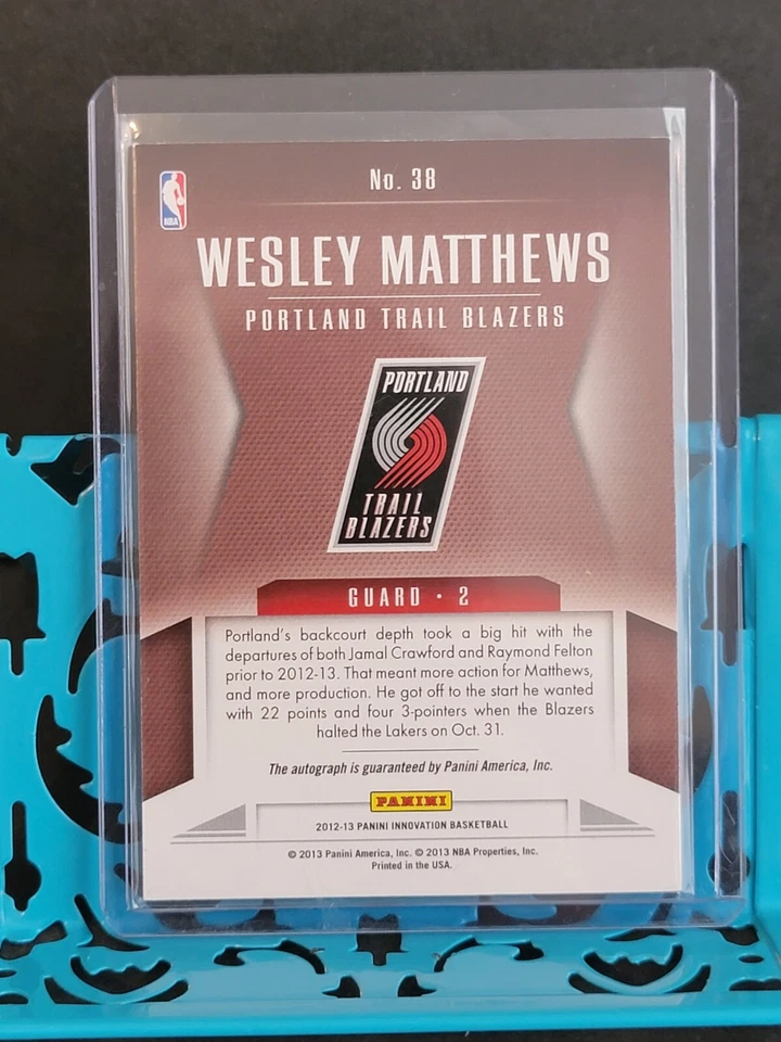 2012-13 Panini Innovative Fine Print Autographs Blazers Wesley Matthews #38 - Image 2 of 2