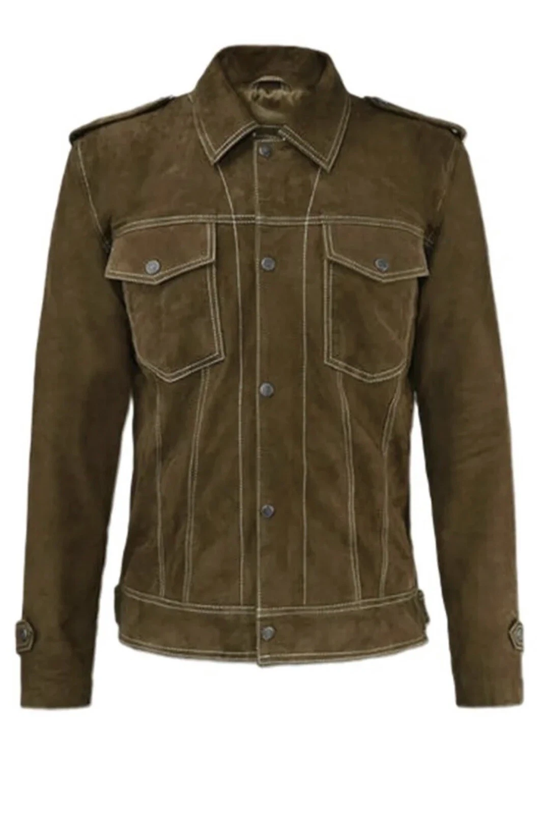 Men's Genuine Suede Leather Celebrity John Lennon Rubber Soul Coat Jacket