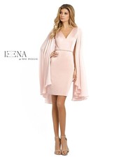 NWT Mac Duggal CAPE SLEEVE V NECK FITTED DRESS SZ 2 BLUSH PINK 55358 $358