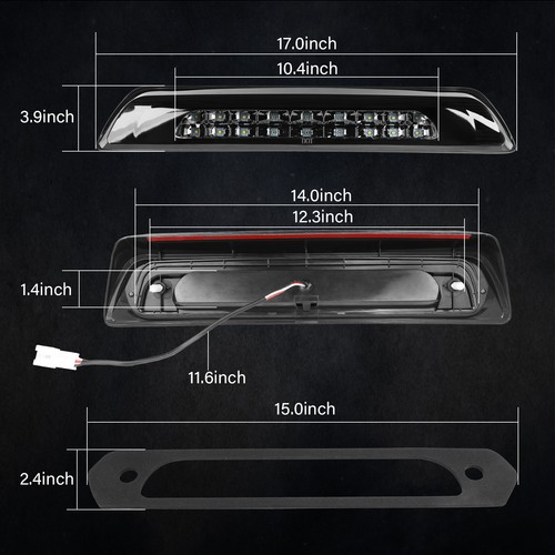 LED 3rd Tail Brake Light High Mount Stop Lamp For Toyota Tacoma Tundra Ford GMC - Picture 18 of 80