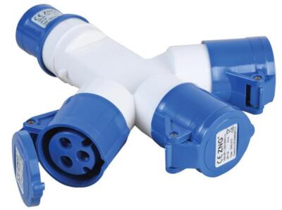16A, 230V, Cee 3-Socket Plug, 2P+E, Blue, IP44 - PELB0127