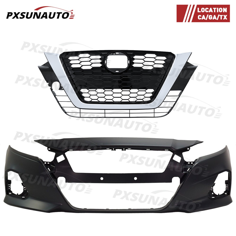 Front Bumper Cover Fascia With Grille For 2019-2022 Nissan Altima S SL SR SV