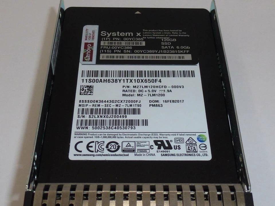 Lenovo System X  00YC386 120GB SSD SATA 6Gb/s 2.5" Hard Drive 00YC385  00YC389 - Image 3 of 4