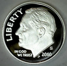 2010 S Silver Proof Roosevelt Dime Ten Cent Coin 10c Silver Coin