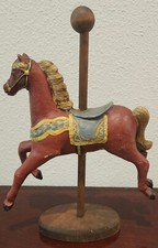 Vintage 13" Tall Hand Painted Wood Carousel Horse Signed By Maker 84