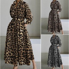 Spring Women's Leopard Loose Elastic High-Waist Slimming Elegant Pullover Dress