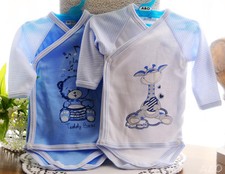 Bodys Set 2er Pack Body Langarm Wickelbody Babybody 50 56 62 68 Weiß Blau 