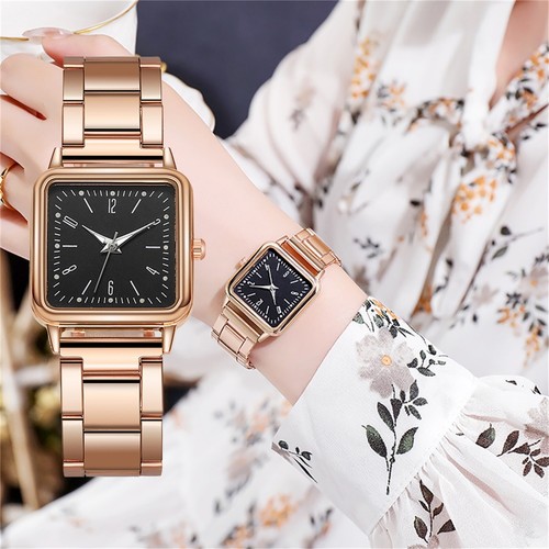 Fashionable Ladies Square Watch Steel Band Casual Quartz Luminous Chronograph - Picture 20 of 23