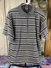 Vintage Metro ONE Mens Medium USA Made Short Sleeve Polo Shirt Striped